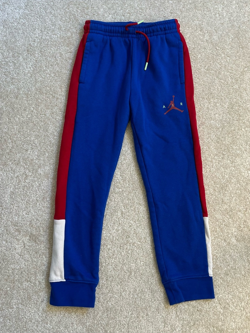 Jordan Nike Pants Youth Boys Small 8-10 Blue Joggers Athletic Logo Colorblock